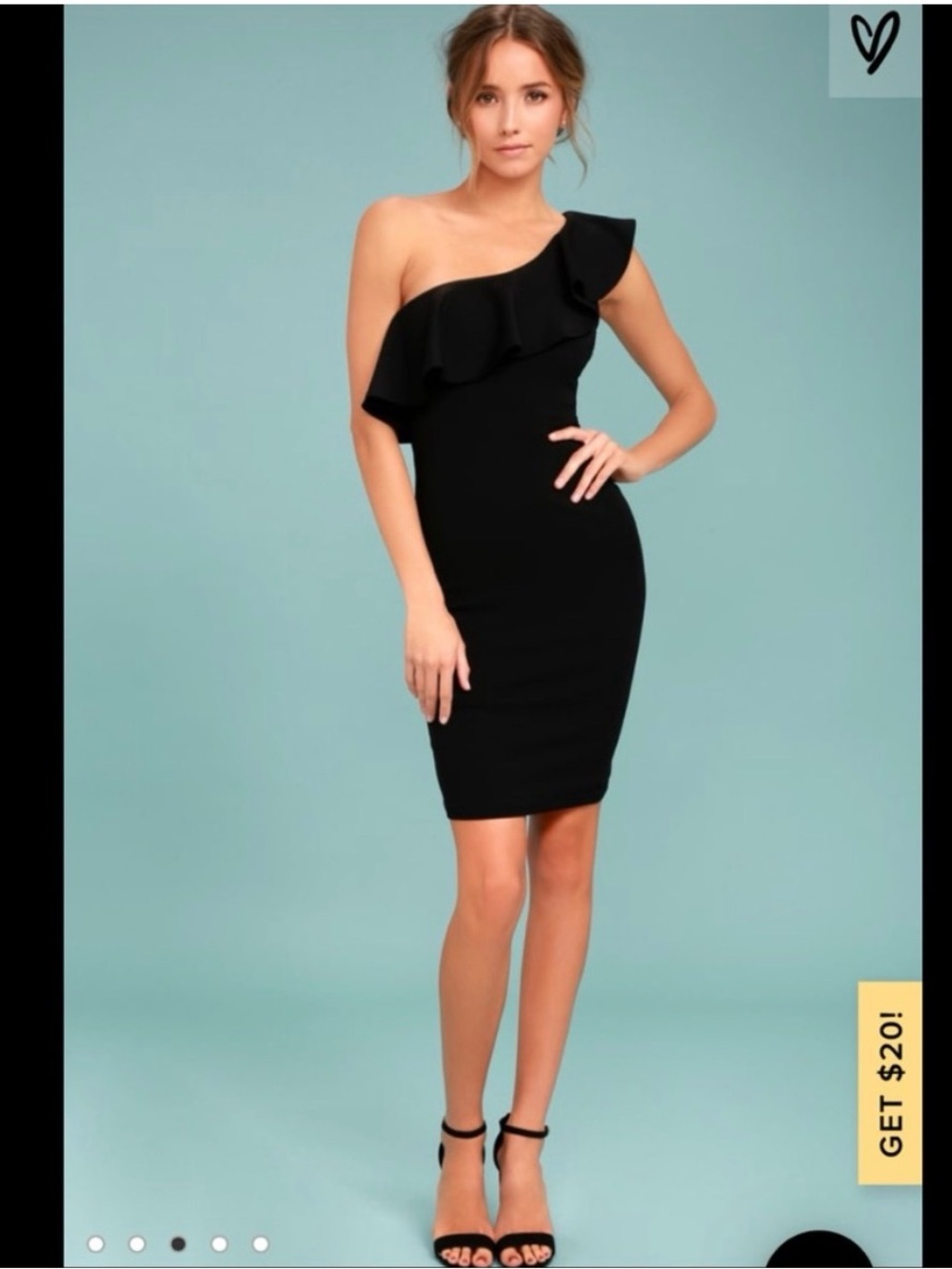 Lulus One-Shoulder Black Ruffle Bodycon Dress